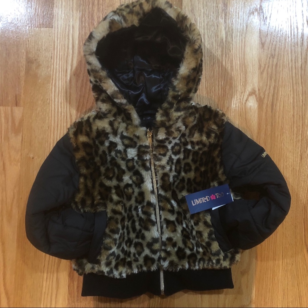 LIMITED TOO Girls Faux Fur Leopard Jacket Sale
